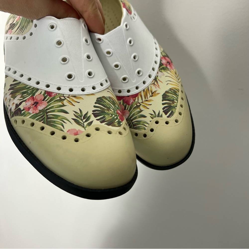 - Biion Spikekess Golf Saddle Shoes Floral Slip On - Picture 10 of 11